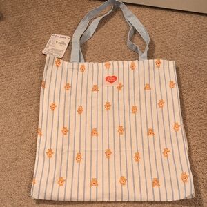 Bioworld Care Bears Love Cream and Blue Striped Tote NWT